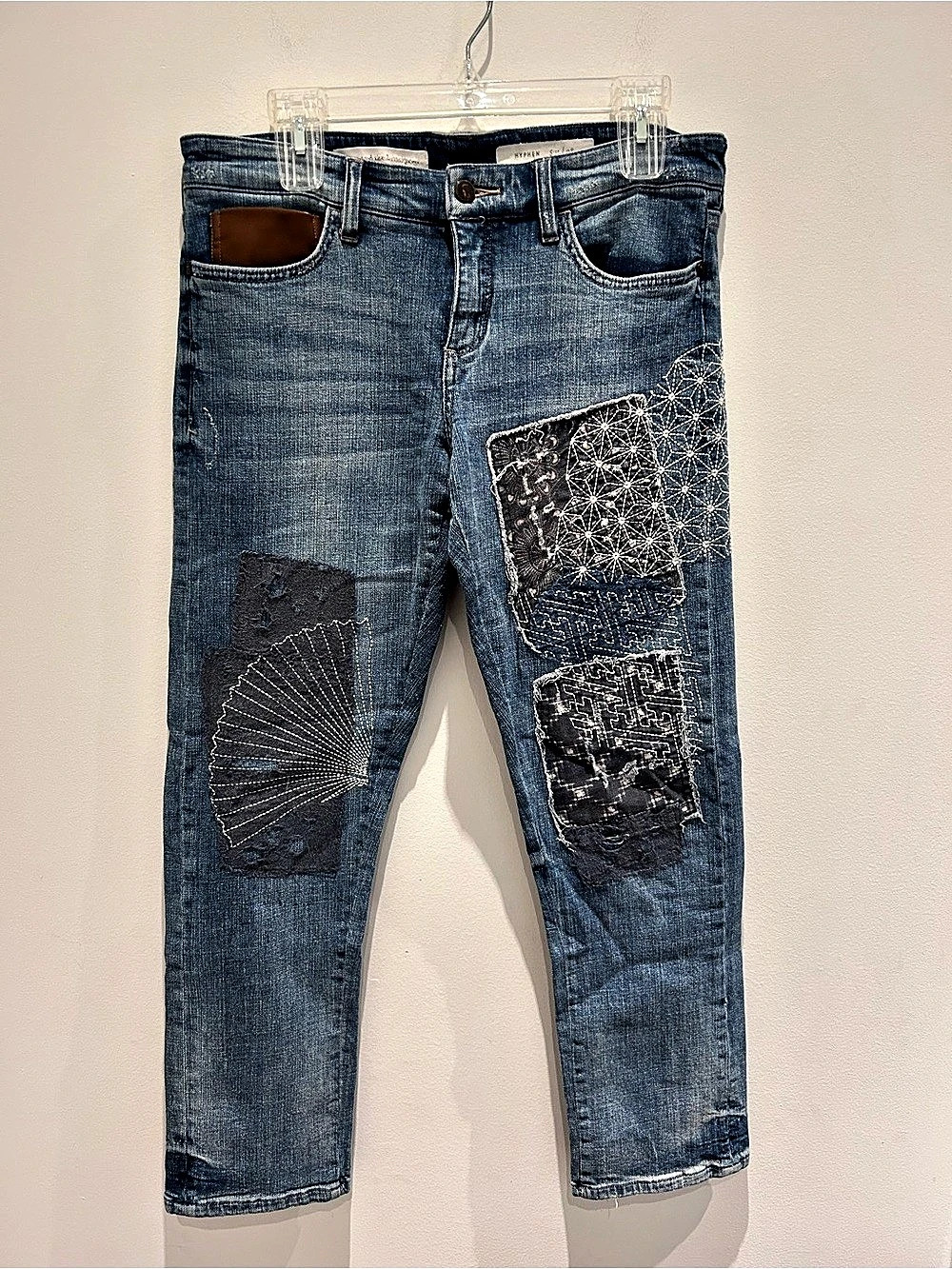 HYPHEN Slim Patchwork Jeans Waist 28 Blue